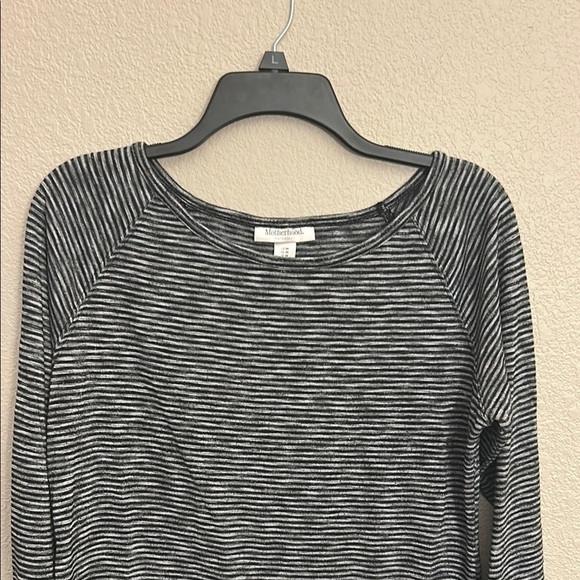 Black and Gray Striped Women's Maternity Top - Picture 3 of 7